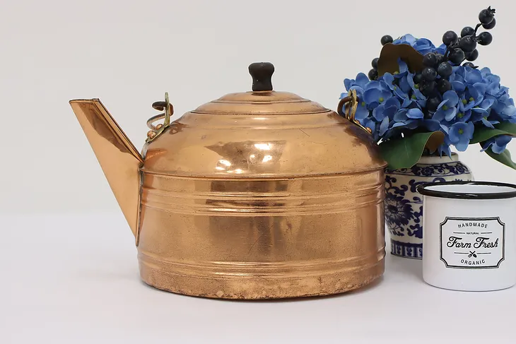 Farmhouse Vintage Copper & Brass Kettle or Teapot (1)