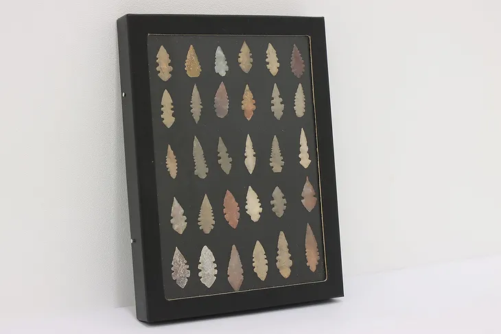 Indigenous Antique Framed Natural Material Arrowheads (1)