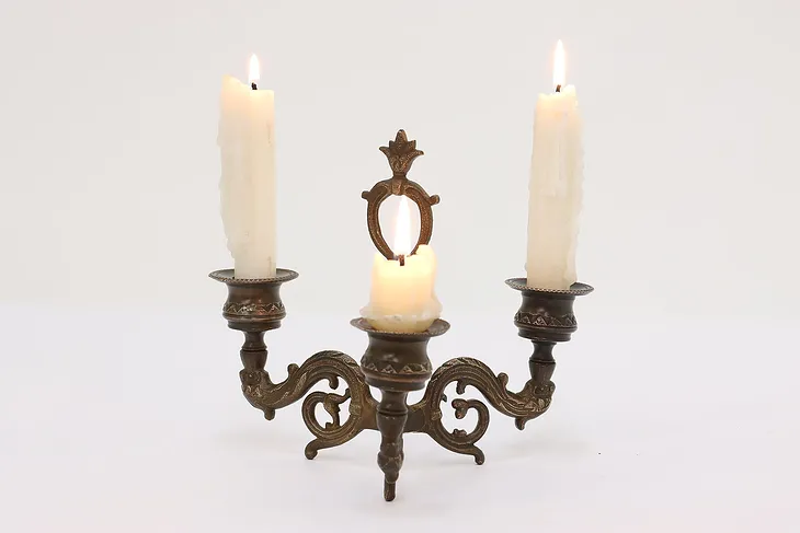 Victorian Antique Bronze Table or Hanging Triple Candelabra (1)