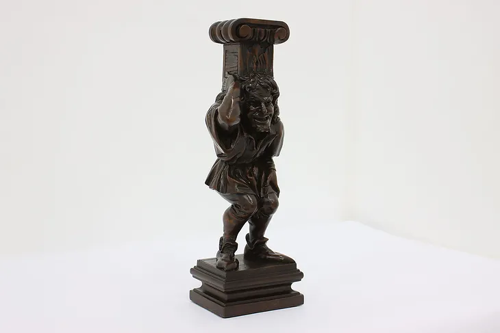 Renaissance Antique Carved Walnut Salvage Jester Sculpture (1)