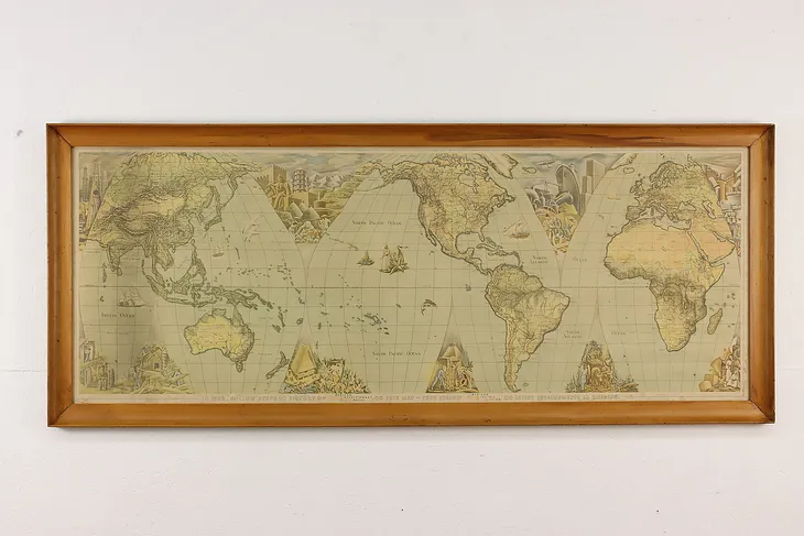 WWII Vintage Framed World Map, Welders, Electric Fusion 66" (1)