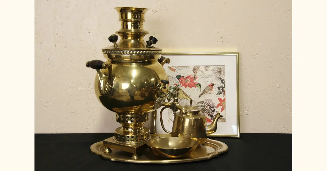 Buy Large Russian Samovar Stamped and Numbered. 19th Russian Brass