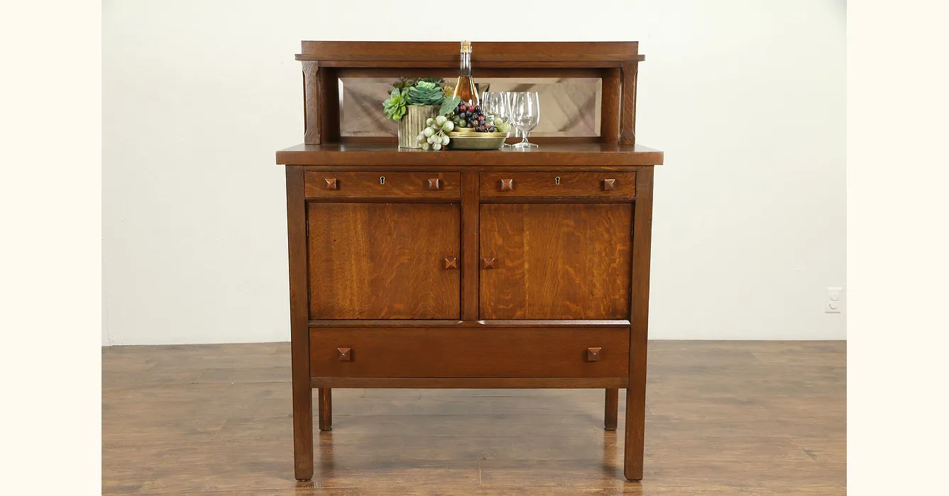 Arts & Crafts Mission Oak Antique Craftsman Sideboard, Server or Buffet