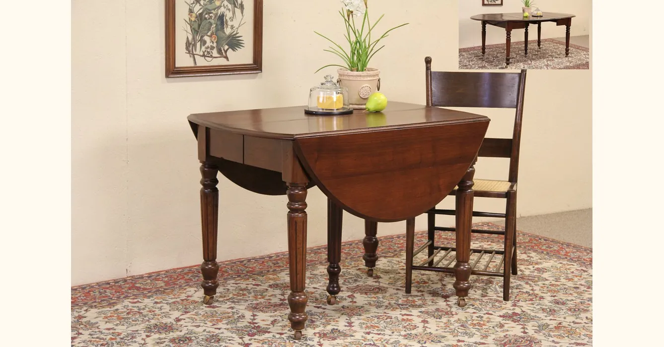 antique drop leaf dining room table