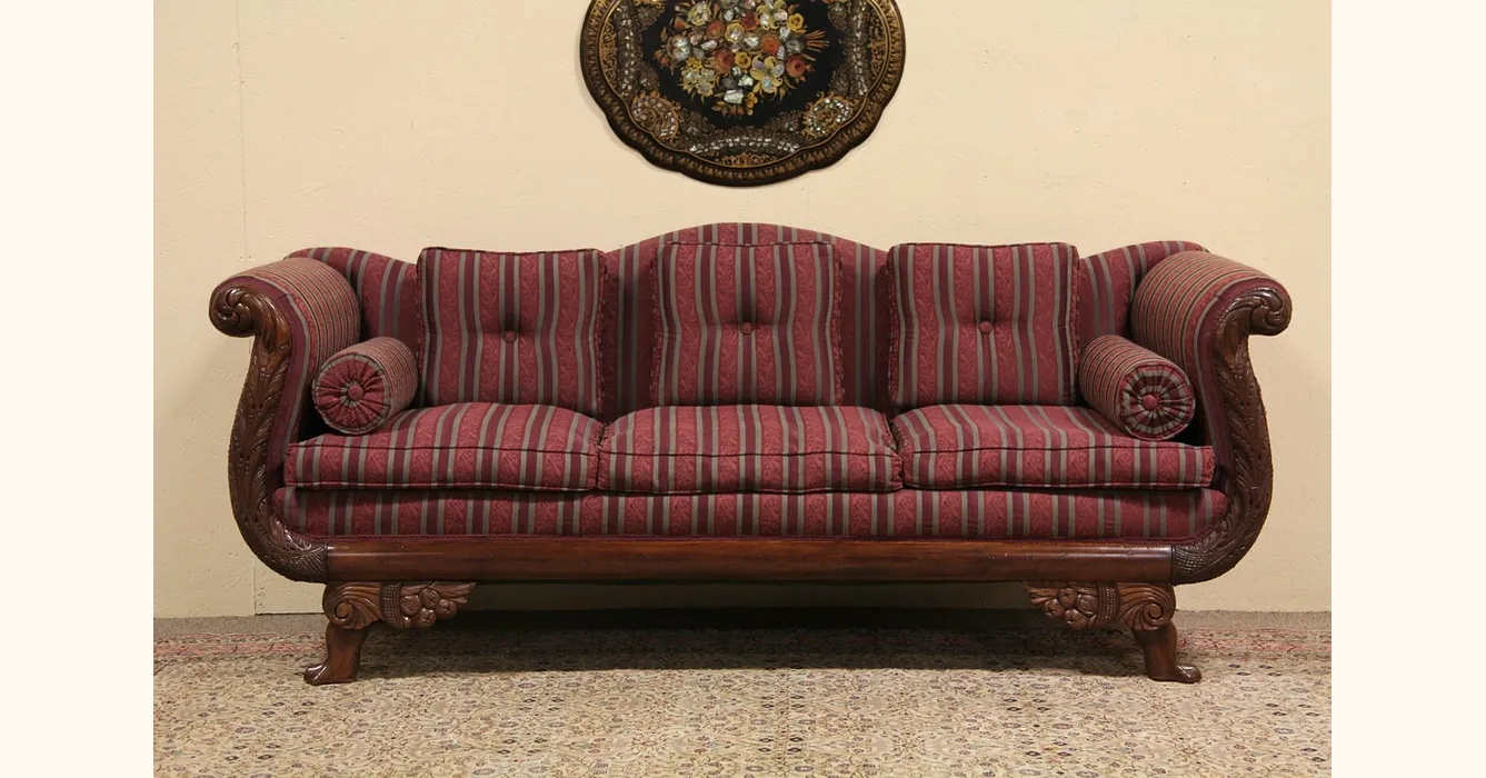 Empire Carved Sofa, Lion Paw Feet