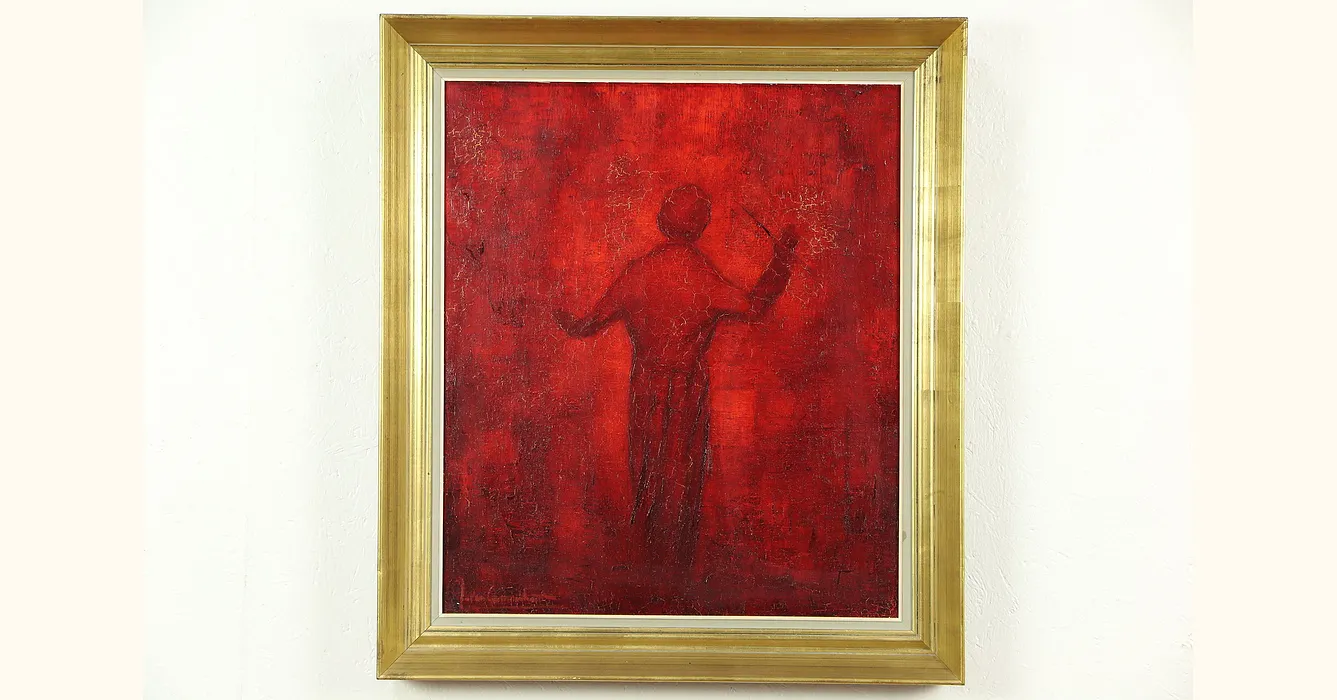 Maestro, Original Vintage Oil Painting of Orchestra Conductor, Holland ...