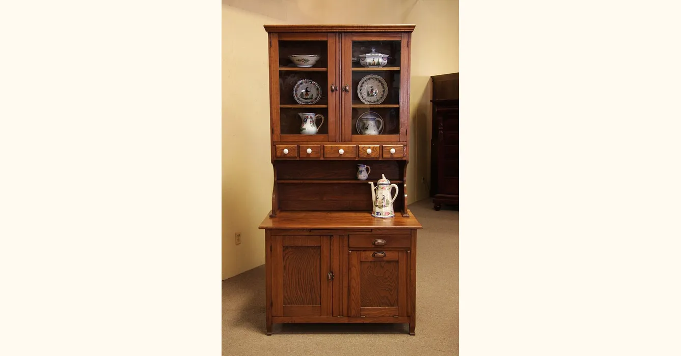 Pantry 1890's Antique Pantry Flour Bin, Wood Box or Dogfood Cabinet