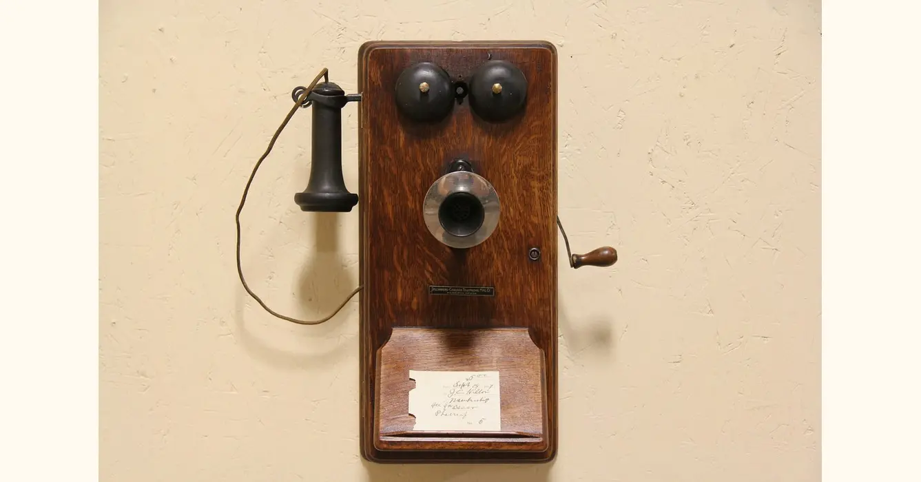 1912 wood metal wall hanging retro Antique phone Vintage corded telephone  F013