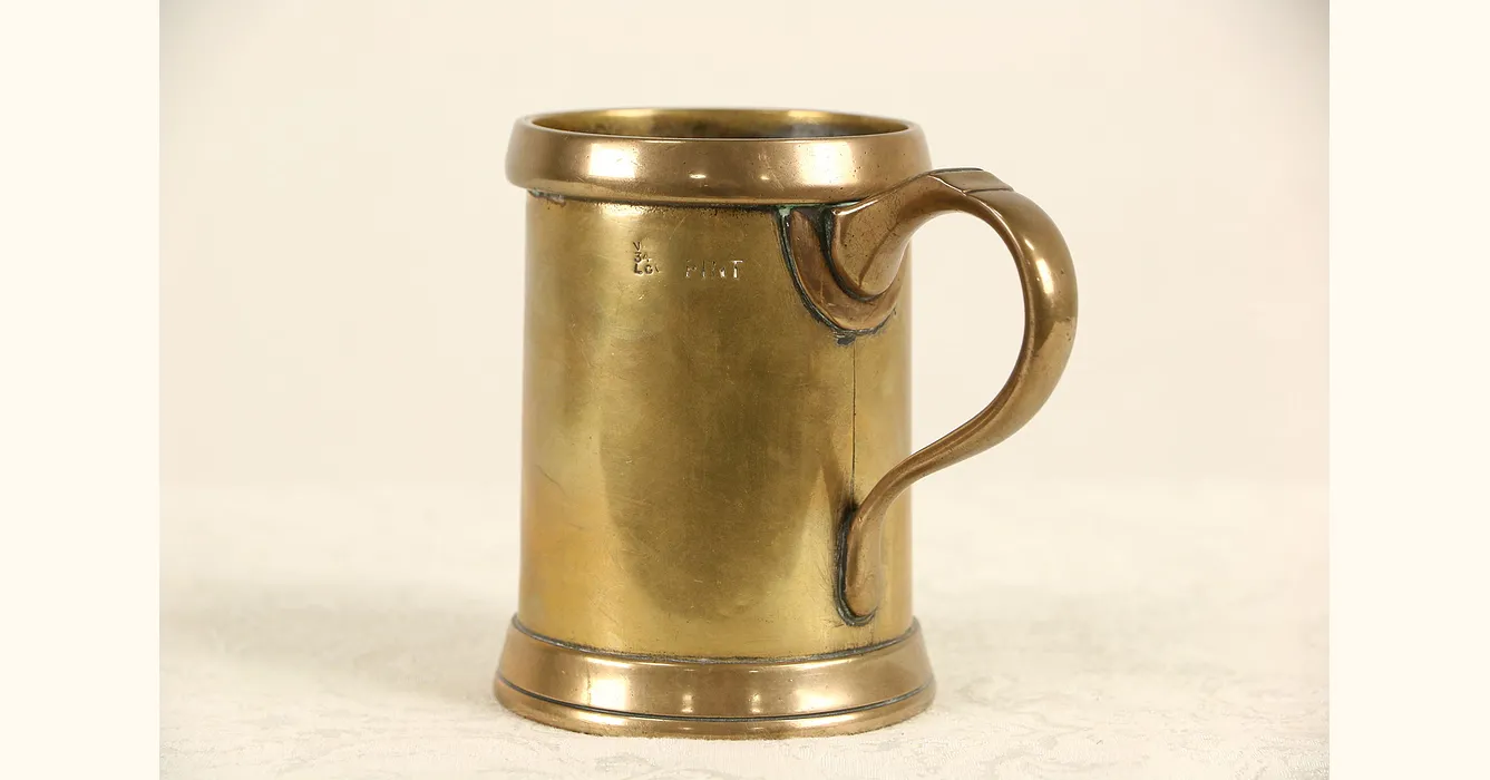 Silverplate, Brass & Oak Antique Mug or Stein, St. Louis Silver Co