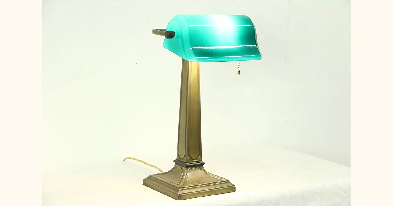 Greenalite Case Glass Bankers Lamp - Vintage Glass Lighting