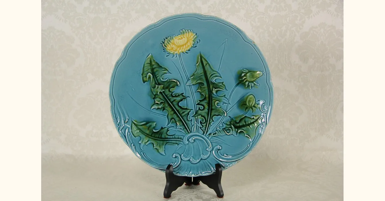 Deals ANTIQUE ART NOUVEAU MAJOLICA WATER LILIES PLATE 24721 GEORGE ZELL BADEN Germany