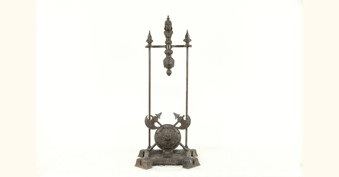 Victorian Cast Iron Fireplace Tools & Stand