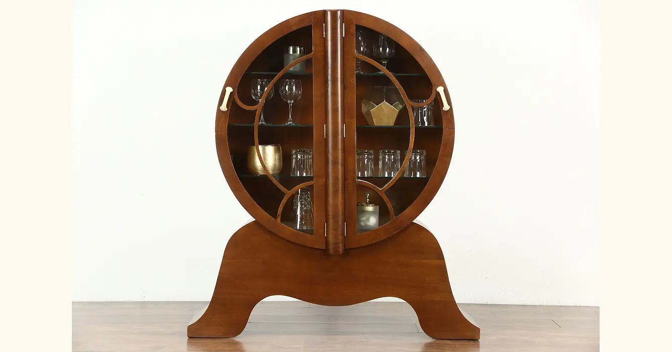 Art Deco 1930 Vintage Rocket Curio Display Cabinet, Signed