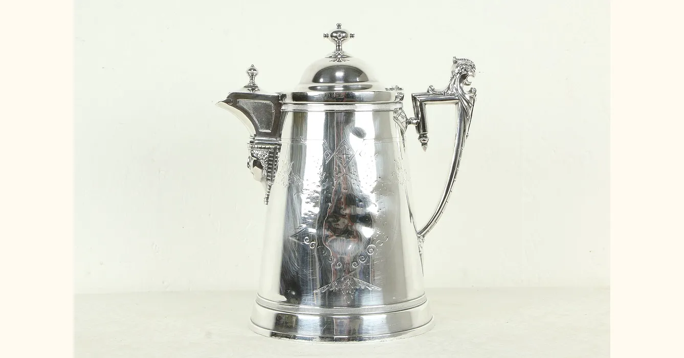 Victorian Antique Silverplate Teapot or Hot Water Pitcher