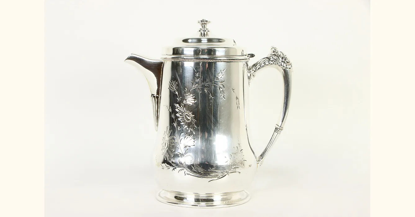 Victorian Antique Silverplate Teapot or Hot Water Pitcher