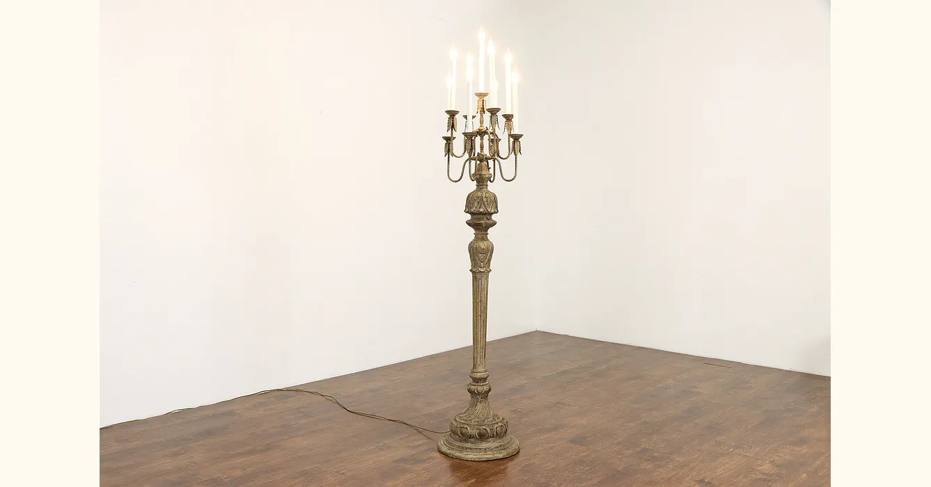 Baroque 9 Candle Vintage Candelabra Floor Lamp