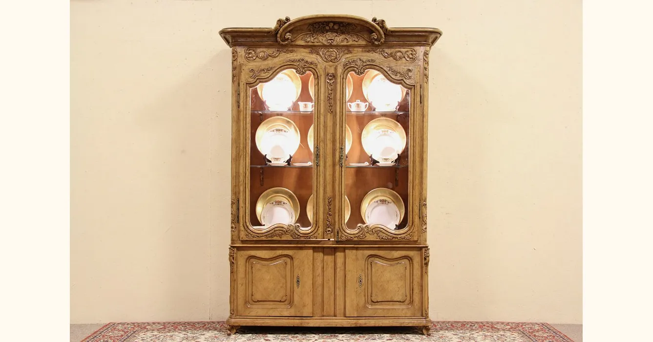 Vintage french provincial china cabinet