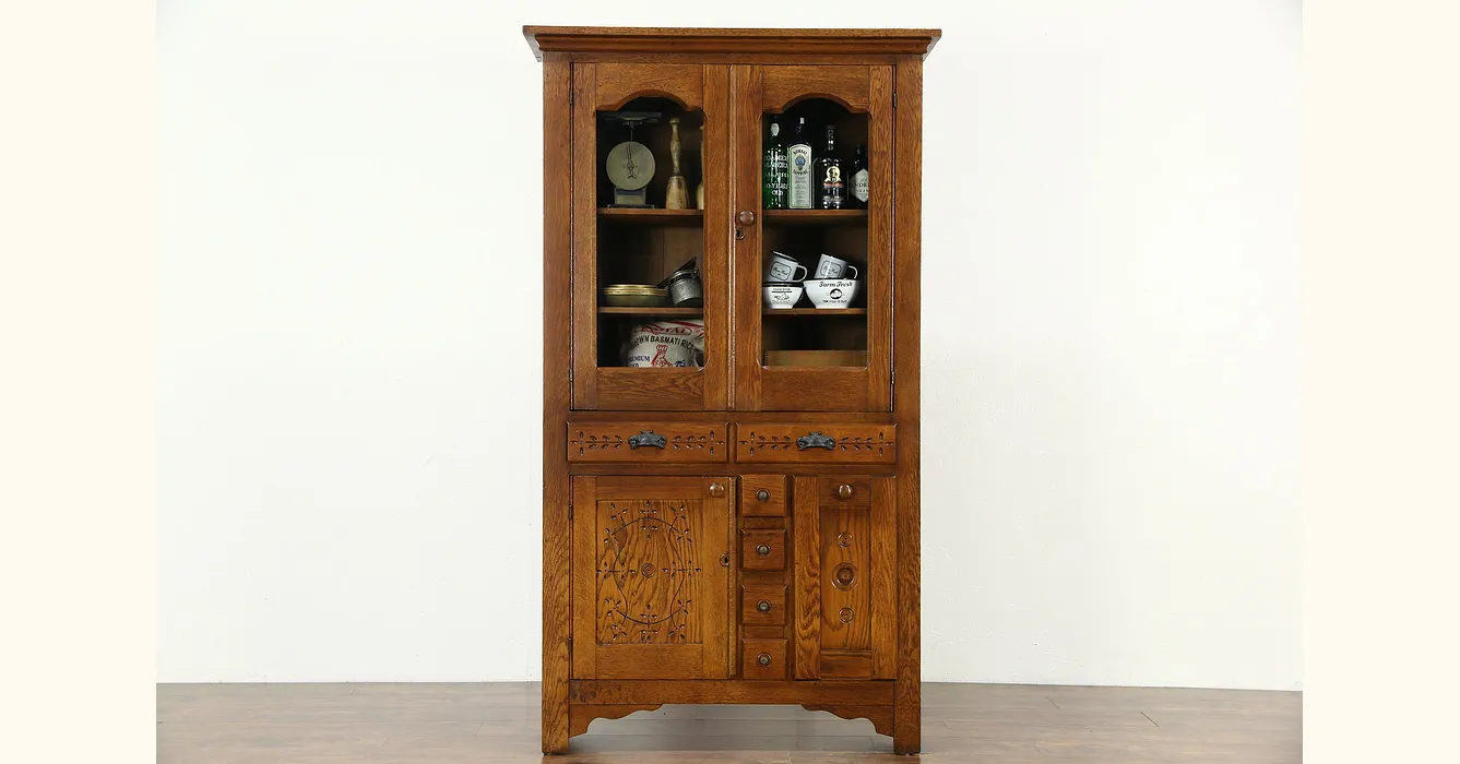 Pantry 1890's Antique Pantry Flour Bin, Wood Box or Dogfood Cabinet