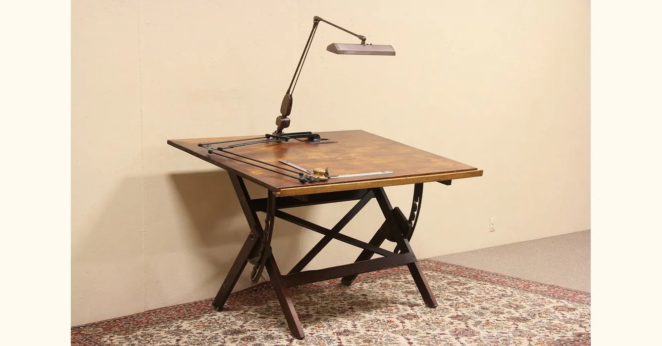 Industrial Vintage Drafting Art Table Kitchen Island Mayline