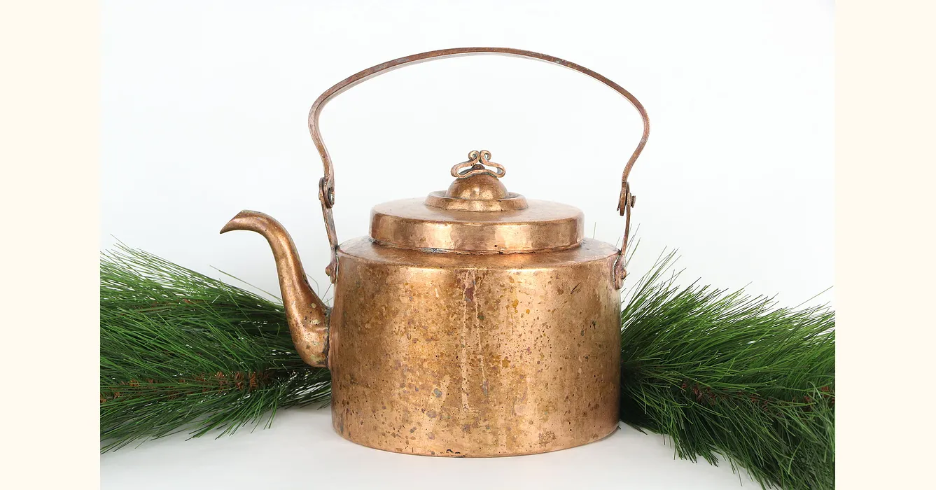 Farmhouse Antique Copper Large Tea Kettle or Pot #46277