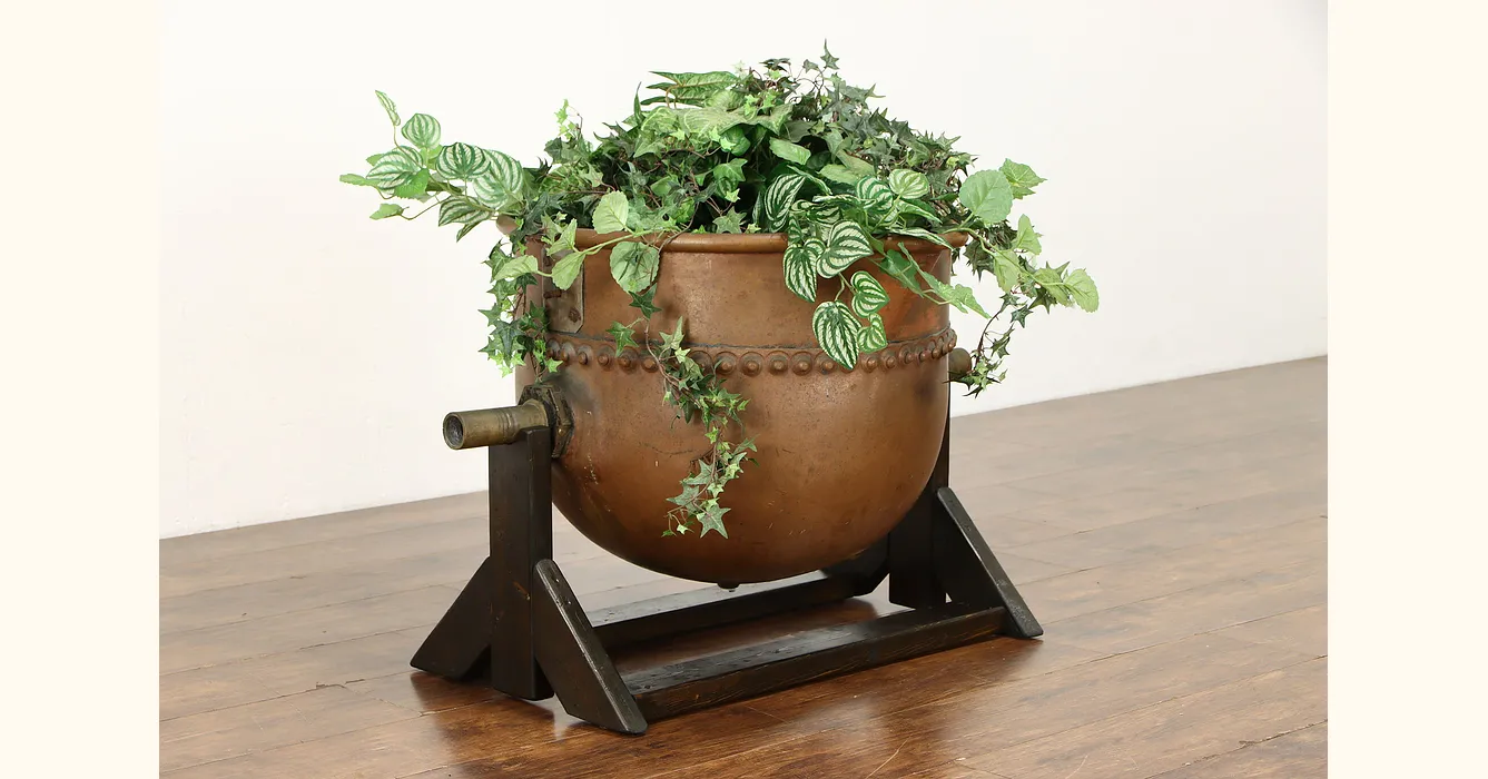 Antique Large Copper Candy Pot Cauldron 1850's - antiques - by