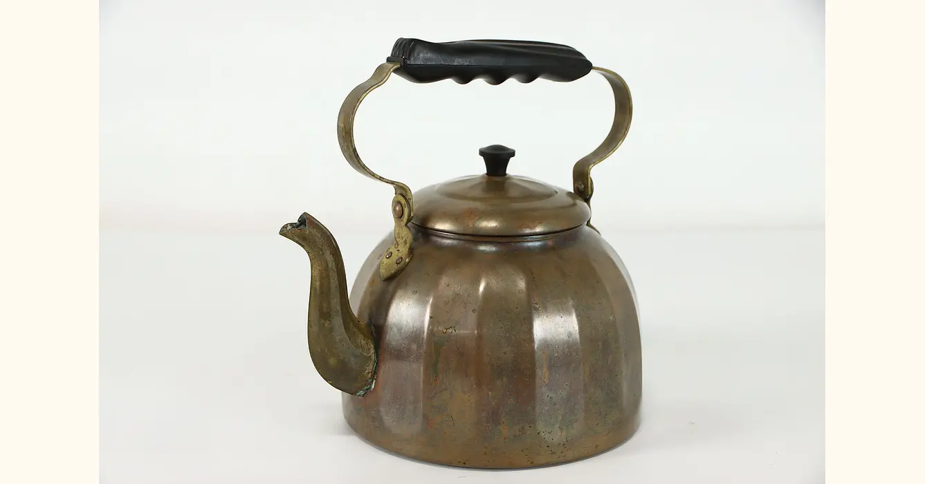 European Farmhouse Antique Brass Teapot or Kettle #45096