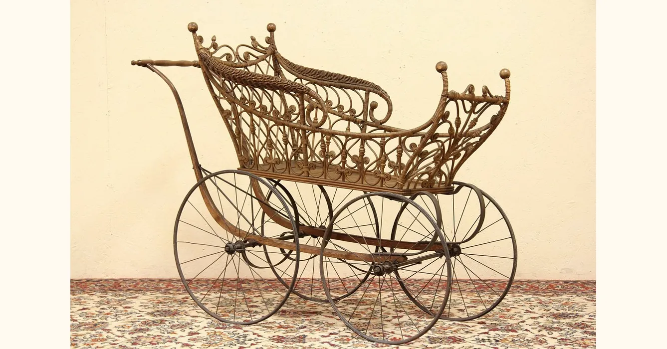 Antique wicker hotsell baby carriage restoration