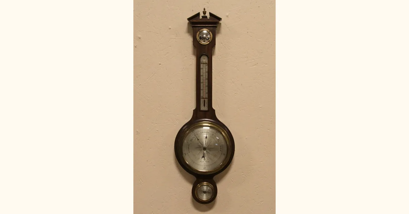 English wall barometer-thermometer-hygrometer, in mahoga…