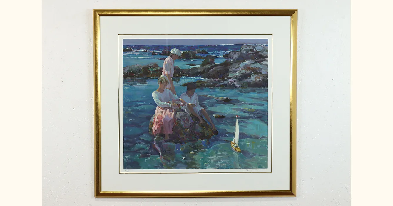 Tide Pools Vintage Original Serigraph Art Print 1994 Dan Hatfield 43.5