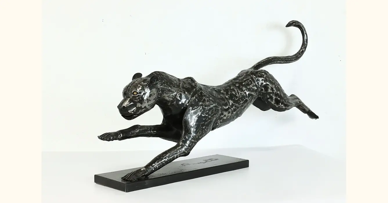 Antiqued Brass Cheetah Sculpture