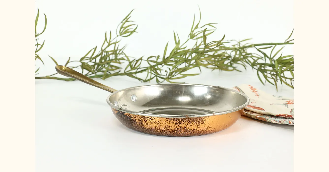 Copper Vintage Farmhouse Skillet Saute Pan, Country Kitchen