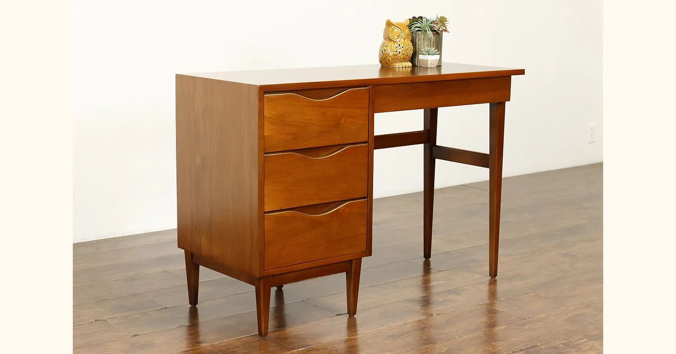 Midcentury Modern Vintage 60s Walnut Small Desk or Vanity, Martinsville