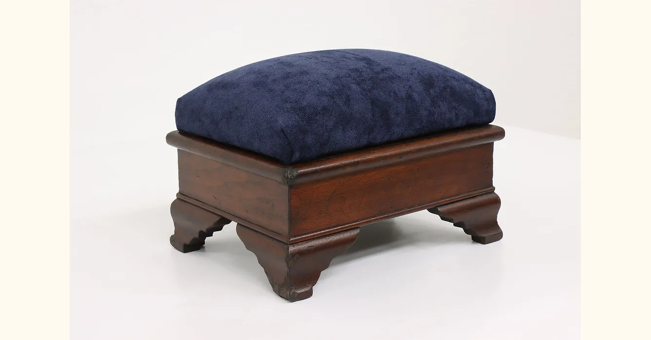 Walnut deals Footstool with Bunchberry Painting