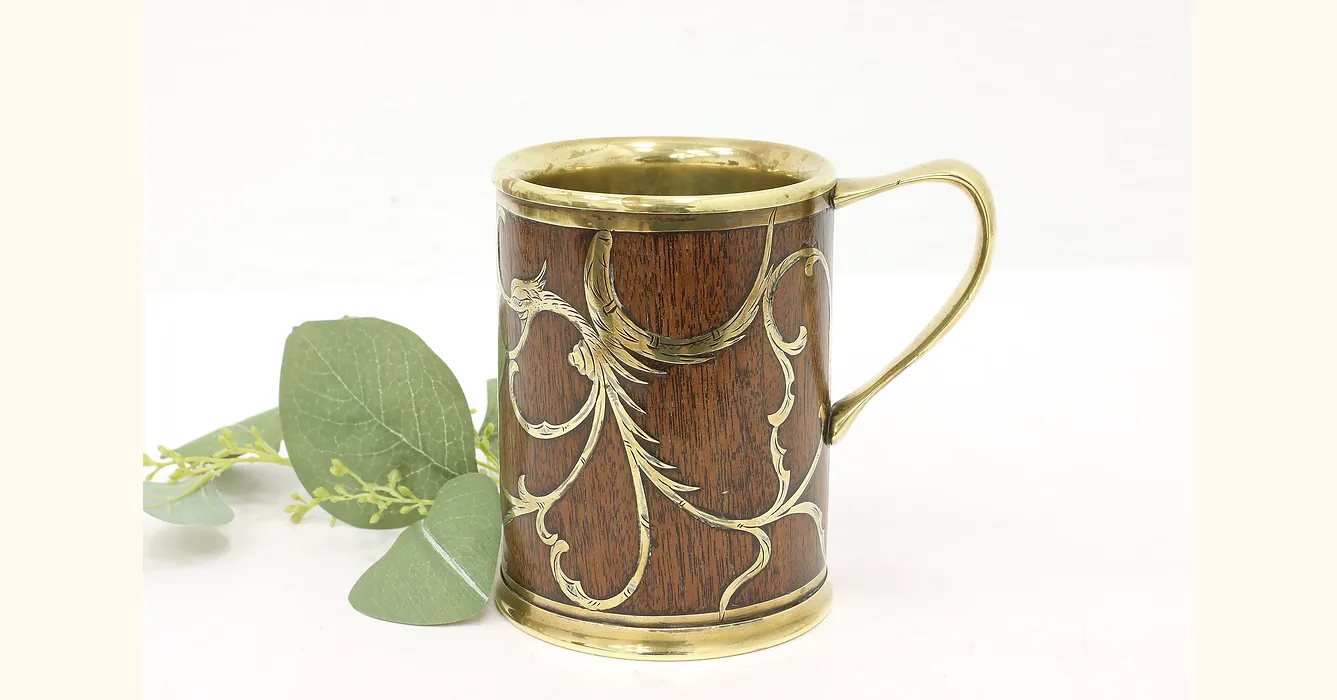 Vintage St. Louis Silver Co. 1905 Oak Wooden Stein.