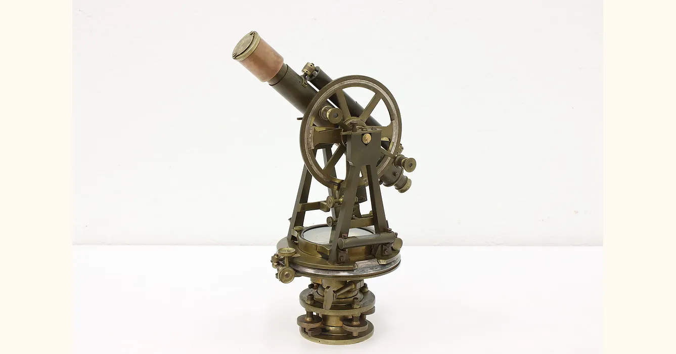 Transit or Theodolite Brass Surveyor Instrument & Case, Stanley, London