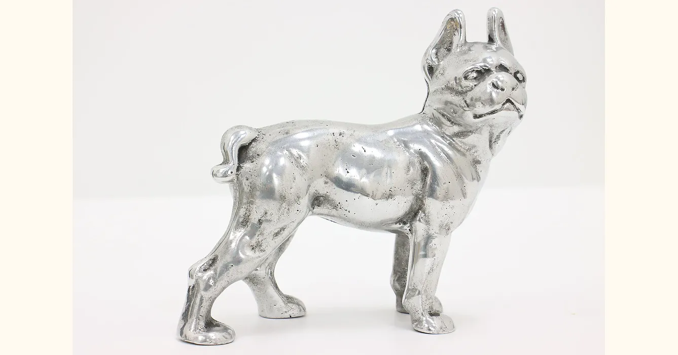 Farmhouse Antique Cast Aluminum Boston Terrier Dog Sculpture