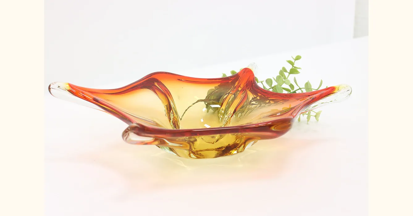 Murano Italian Art Glass Bowl Decorative Center Bowl For Sale