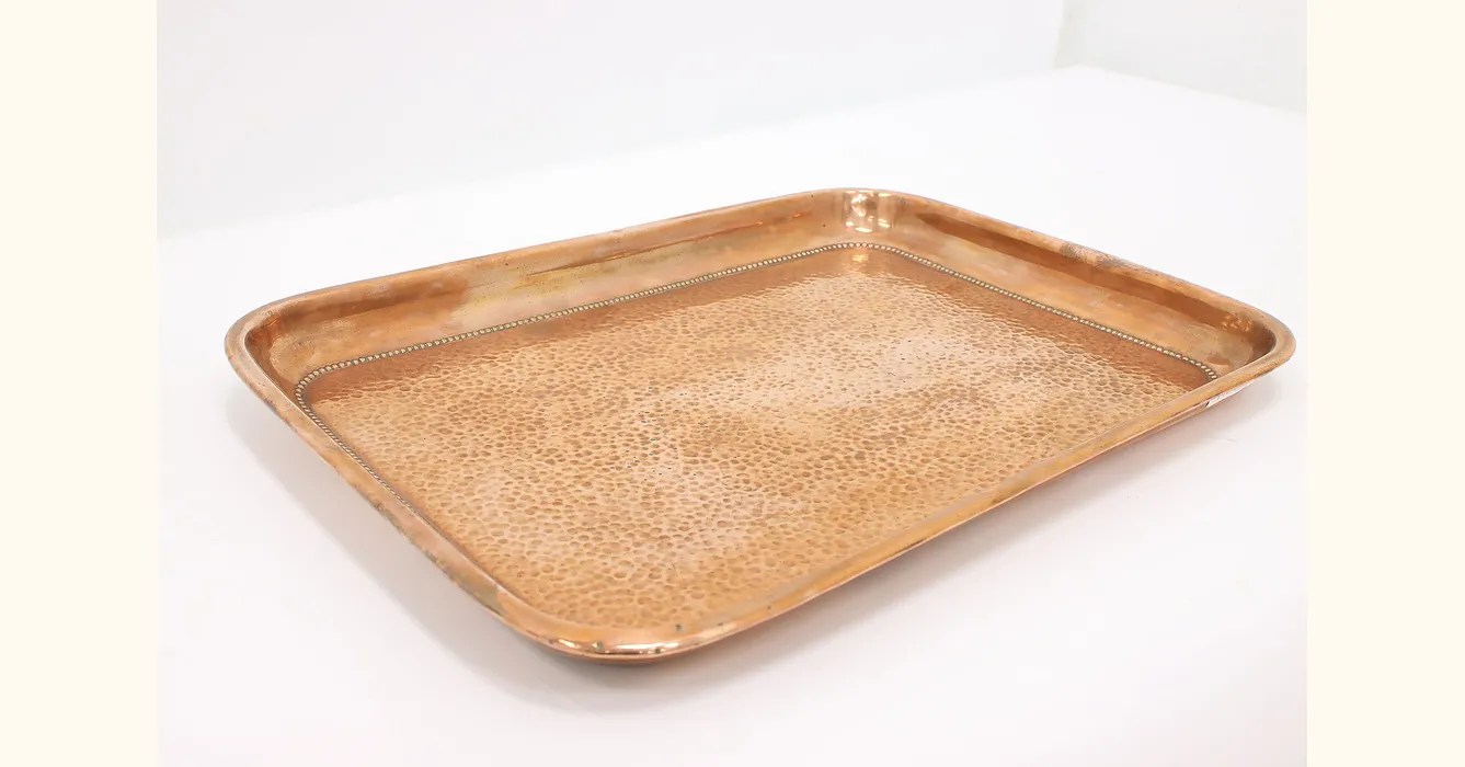 Farmhouse Antique Hand Hammered Solid Copper Serving Tray   45046 1 .webp