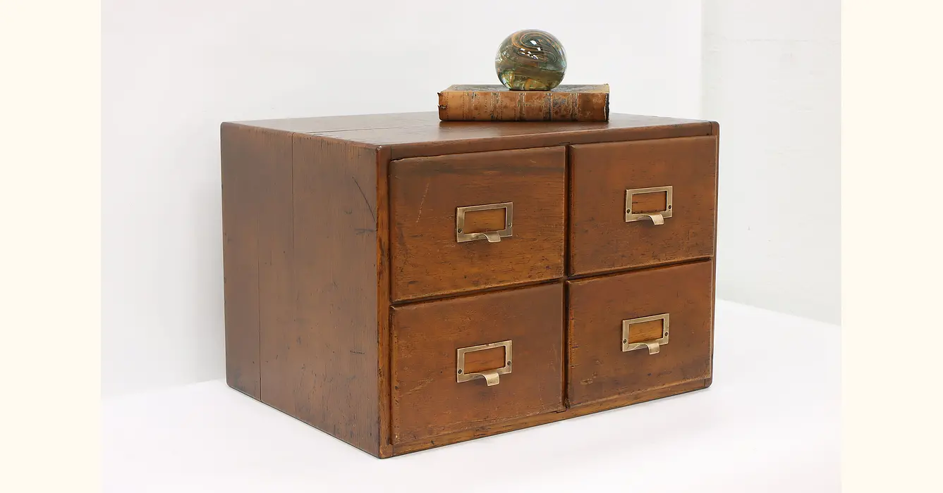 Oak 1900 Antique 2 Drawer Library or Office File Cabinet, Signed Shaw Walker