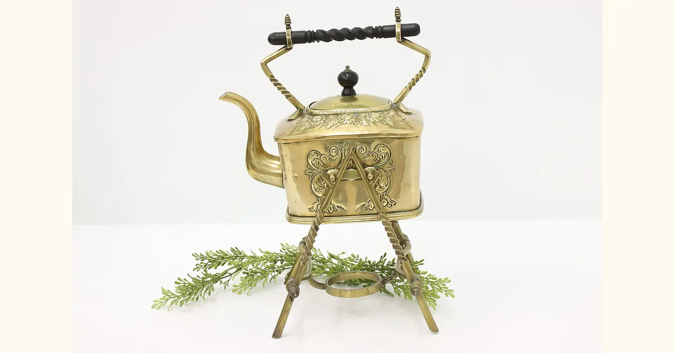 European Farmhouse Antique Brass Teapot or Kettle #45096