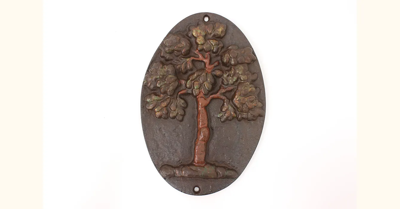 Farmhouse Antique Cast Iron Painted Tree Wall Plaque