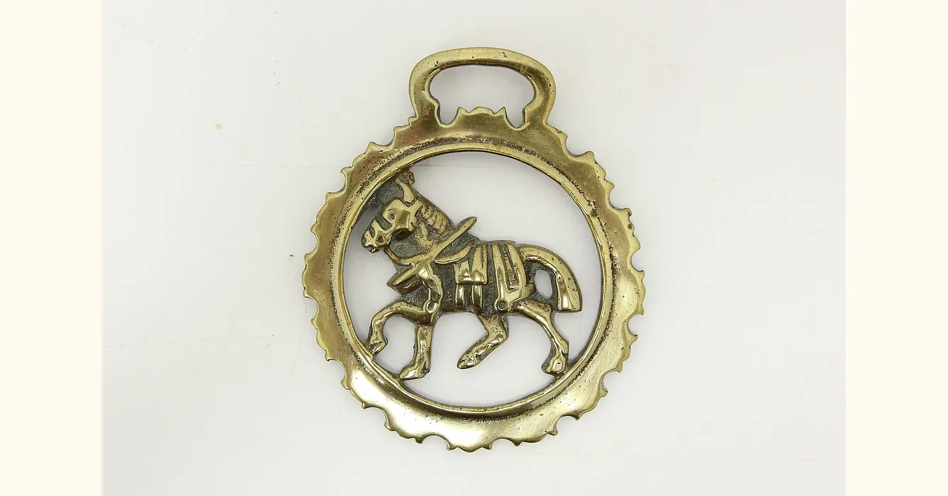 Horse Vintage Brass Harness Medallion, Horse