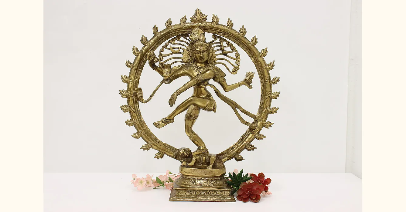 Shiva Dancer Vintage Traditional Brass Indian God Sculpture #45304