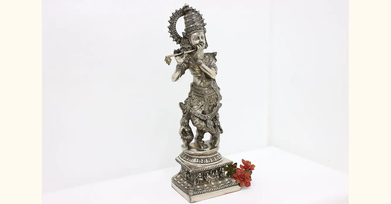 Hindu Vintage Brass Statue Indian Goddess Parvati Sculpture