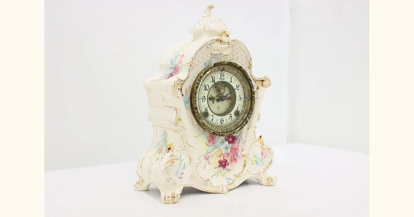 Antique good A.G Harley Royal porcelain clock