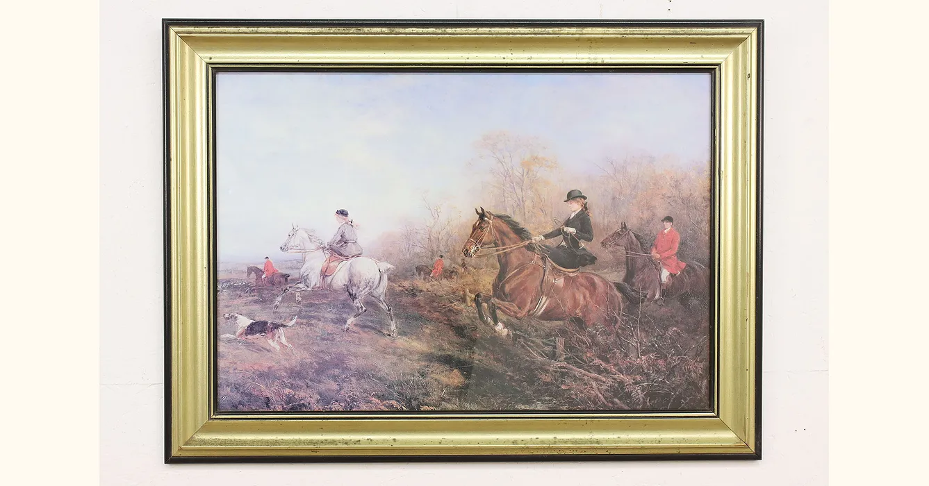 Victorian English Fox Hunt Litho Art Print 38.5