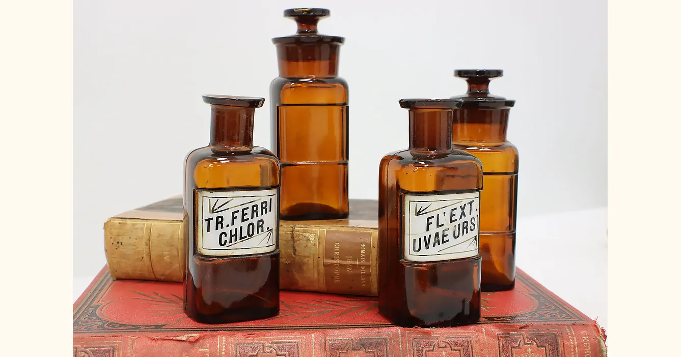 Owens-Illinois apothecary spice bottles - 4 vintage bottles