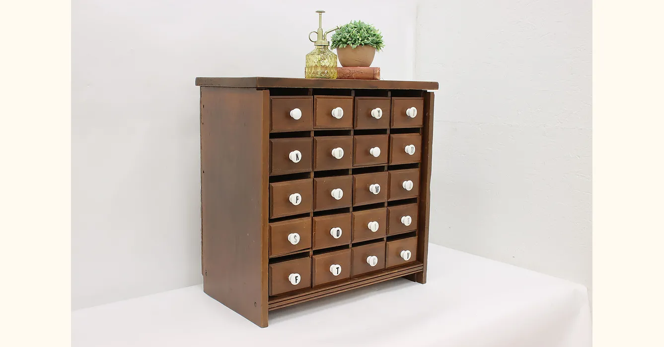 Outlet Vintage Handmade Apothecary Spice Cabinet - 7 Drawer