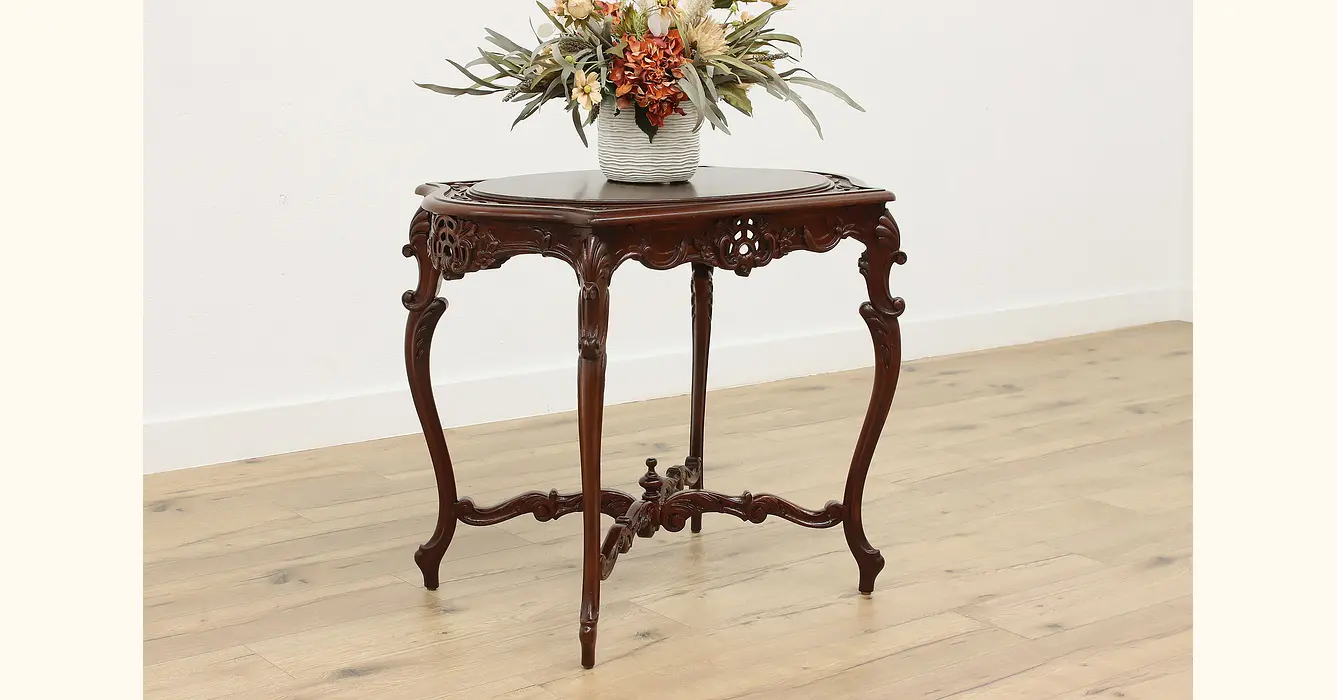 French Design Antique Carved Walnut Entry or Center Table