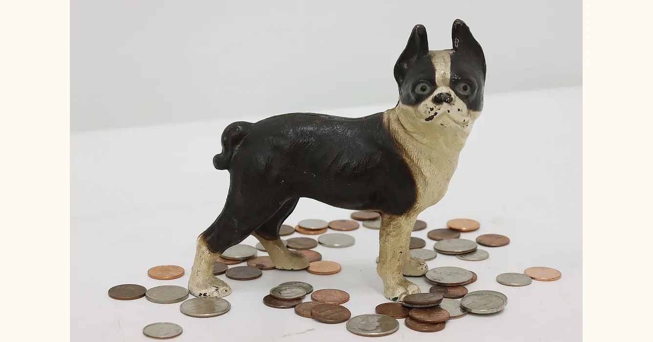 Cast Iron Boston store Terrier Coin Bank